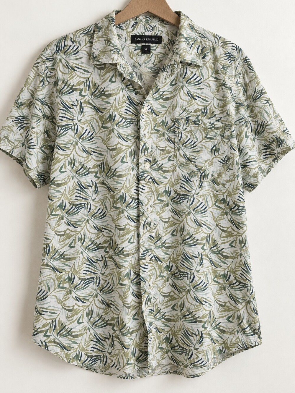 Marc Anthony Men’s XL Tropical Leaf Print Stretch Slim Fit Button Down Shirt
